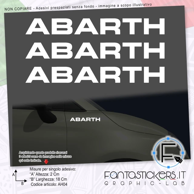 3x Adesivo Abarth Logo Dritto 500 595 695 Biposto - Auto Tuning Sticker AH04-6
