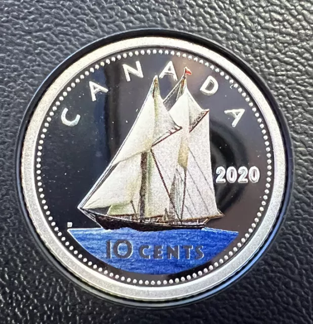 *2020 Canada 10 Cents Proof Colored Pure Silver  Dime Heavy Cameo From Set