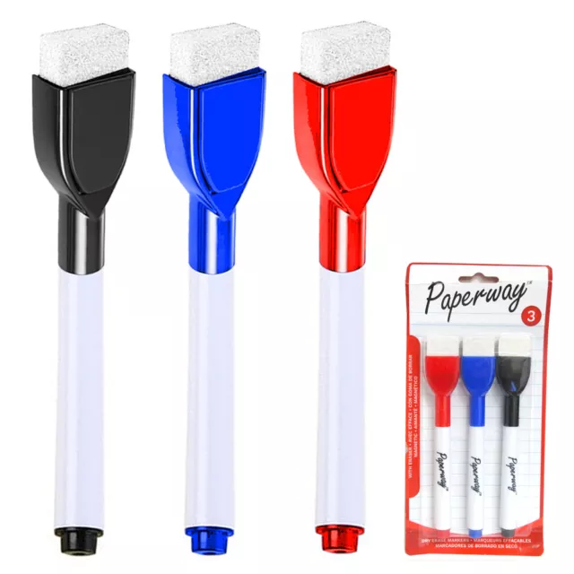 3 White Board Dry Erase Markers Colored Pens Magnetic Cap Calendar Office School