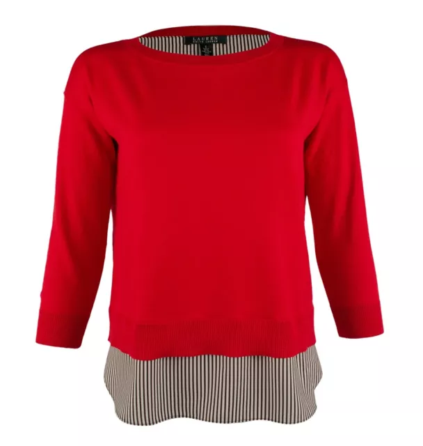 Lauren Ralph Lauren Women's Contrast Layered Crewneck Sweater FR XS