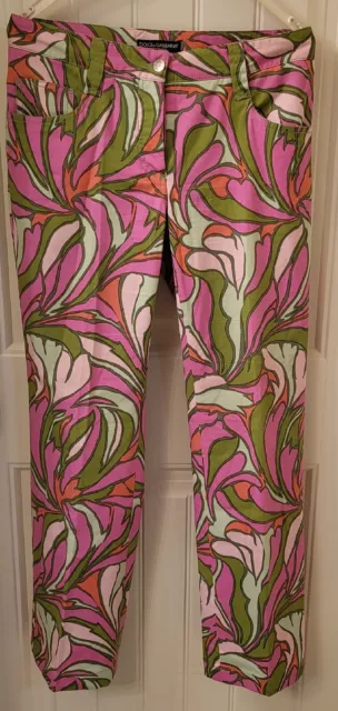 Dolce Gabbana Floral Print Pants Slacks Womens Size 6