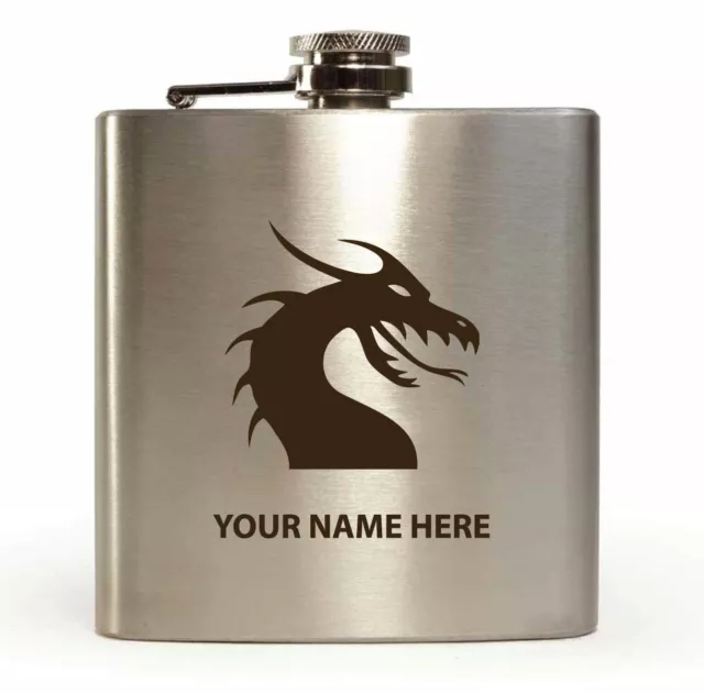 Personalised Hip Flask dragon 6oz