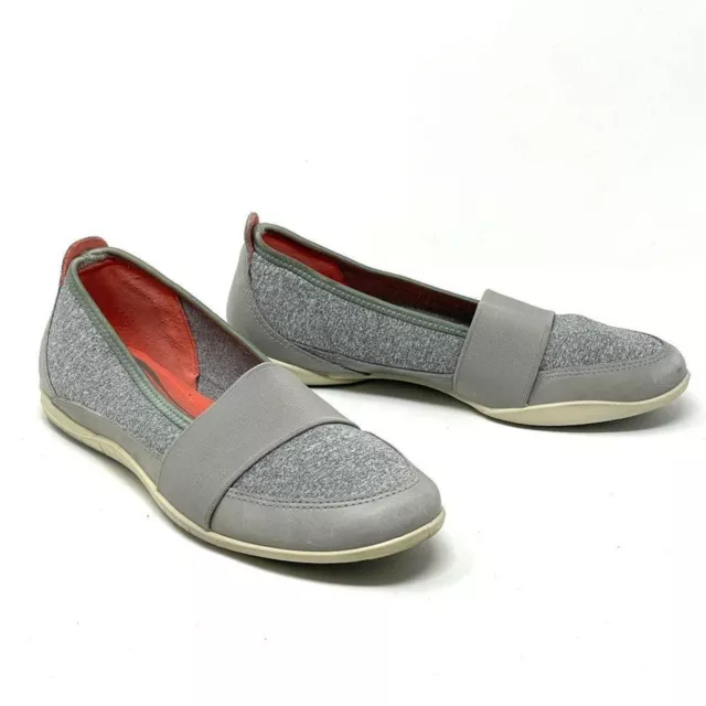 Ecco Bluma Band Gray Ballerina Comfort Flats Size 6.5