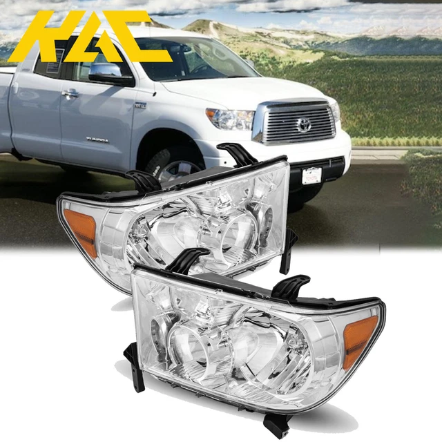 Headlight Headlamp Assembly for 07-13 Toyota Tundra 08-17 Sequoia Chrome Housing