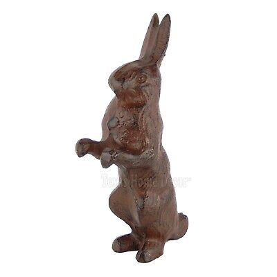 Bunny Rabbit Figurine Statue Cast Iron Rustic Garden Yard Patio Decor 7 3/4 inch