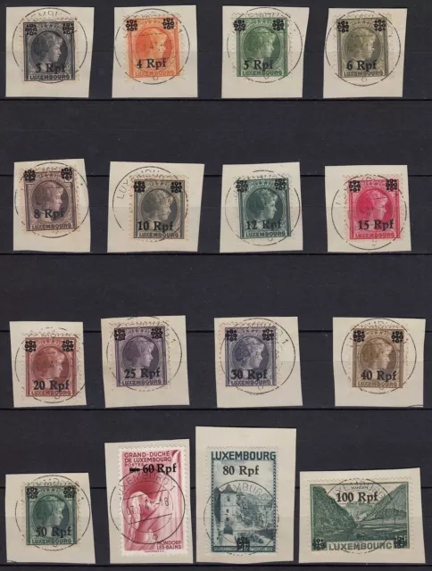 Mi. 17-32 Deutsche Besetzung Luxemburg 1940 gestempelt Briefstücke Luxus  (20311