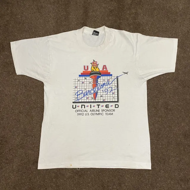 Usa Olympics Barca United Air 1992 Single Stitch Graphic Vintage T-Shirt Mens L