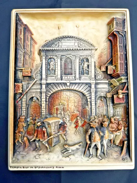 OSBORNE IVOREX Plaque - Temple Bar in Dr Johnson's Time - Antique - 10.5” x 8"