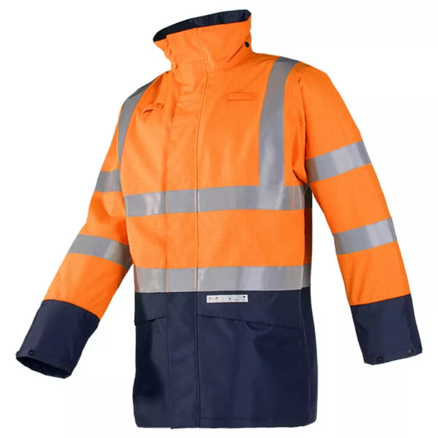 Sioen Elliston High Visibility Waterproof Windproof Work Jacket 7219 Orange/Navy