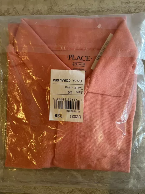 The Childrens Place Boys Polo Shirt Coral Sea Size L 10/12 NWT