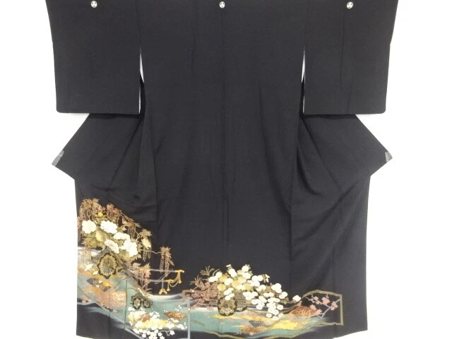 83197# Japanese Kimono / Tomesode / Flower Cart