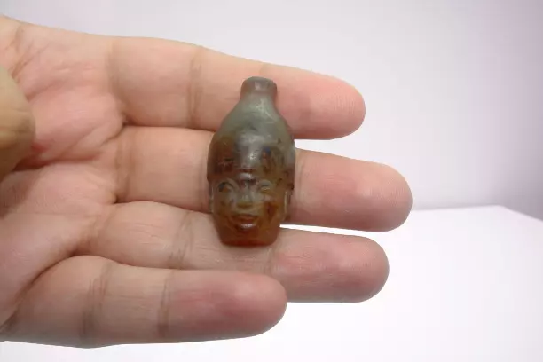 Egyptian Rare Ancient Brown Agate Stone Statue of King Senusret III