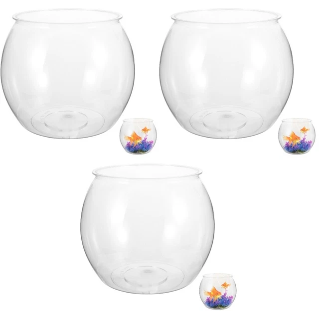 3 Pack Transparent Fish Tank Terrarium Globe Vase Round Braces Ornament