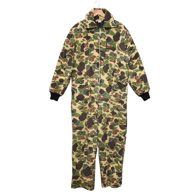 VINTAGE DUCK CAMO Coveralls Hunting Full Body Suit Insulated Hollofil