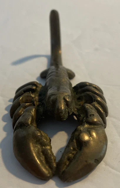Vintage Small Brass LOBSTER CRAWDAD Crayfish Wall Hook Coat Hat Leash Purse 4”