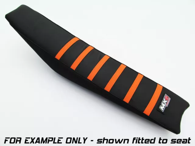 Ktm Exc Exc-F 2020-2023 Ribbed Gripper Seat Cover Black + Orange Stripes Ribs 2