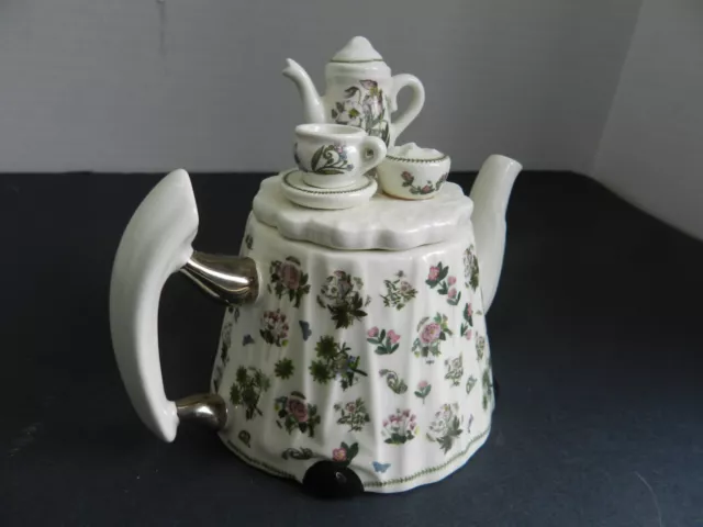 Vtg Paul Cardew for Portmeirion Mini Botanic Garden Porcelain Teapot Victorian 3