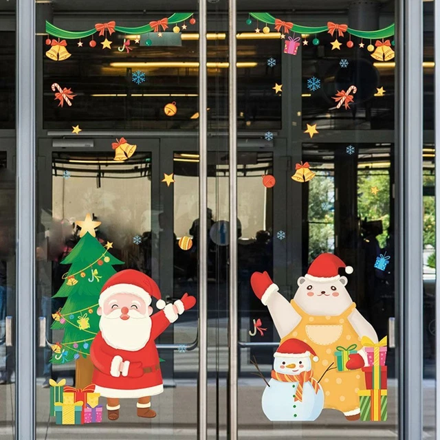 Calcomanías de copo de nieve pegajosas dibujos animados Navidad hombre reno muñeco de nieve