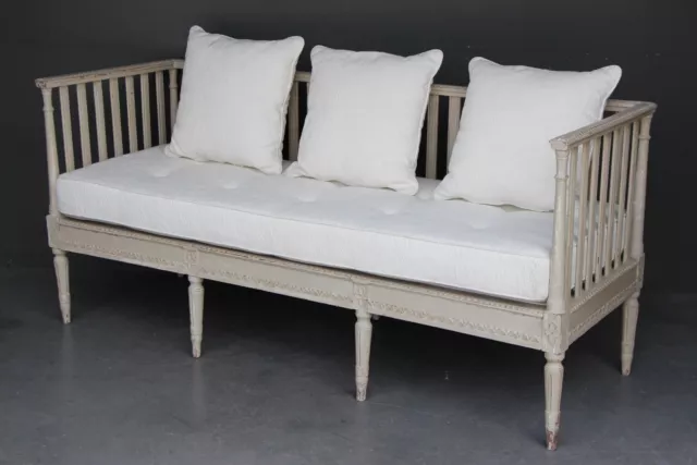 Antique Swedish Gustavian 1790's sofa neoclassical settee day bed original paint