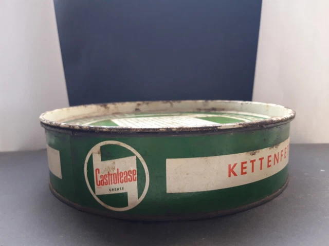 Alte Blechdose Castrol Kettenfett , Tankstelle  ,Werkstatt,  Oldtimer 2