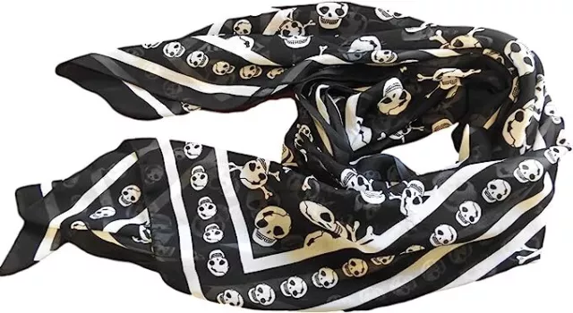 Ladies Cute Punk Pirate Skull & bone Chiffon style Scarf 10 Colours UK Seller