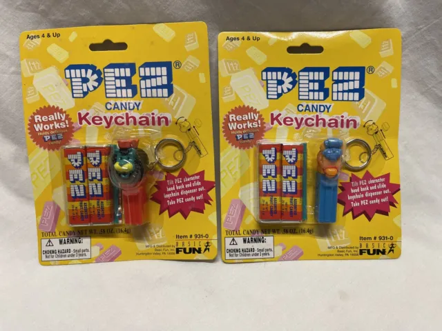 PEZ Candy King Lion Horse Keychain By Basic Fun Sealed Vintage 1999 Lot Of 2