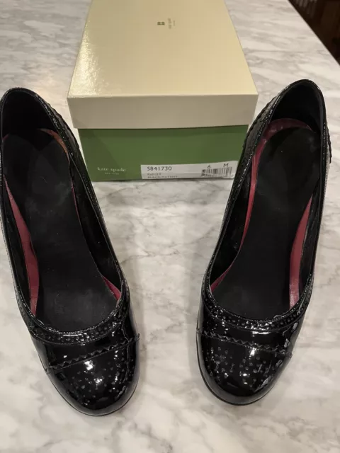 KATE SPADE NEW YORK AUTH $399 Women's Black Patent Leather Kelley Pump Size 6