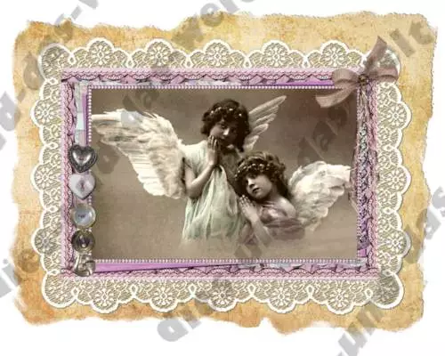 ✿ NEU Mädchen Bügelbild SHABBY Chic Vintage Engel Nostalgie Weihnachten ✿