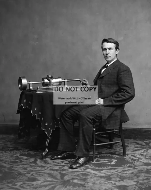 Thomas Alva Edison Inventor With His Second Phonograph - 8X10 Photo (Ep-604)