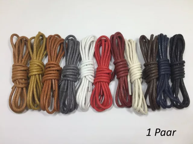 Gewachste Schnürsenkel Rundsenkel Laces Schuhe 11 Farben L 60cm - 180cm x 2,5mm