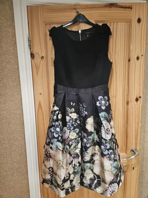 Ted Baker Black Floral Dress Size 4/14