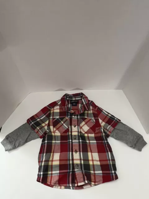 Little Boys Size 18M Cherokee Plaid Long-Sleeved Button Down