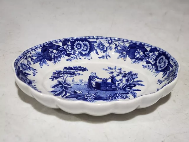 NWT Spode Blue Room Collection GIRL AT WELL Oval Scalloped Tray Dish