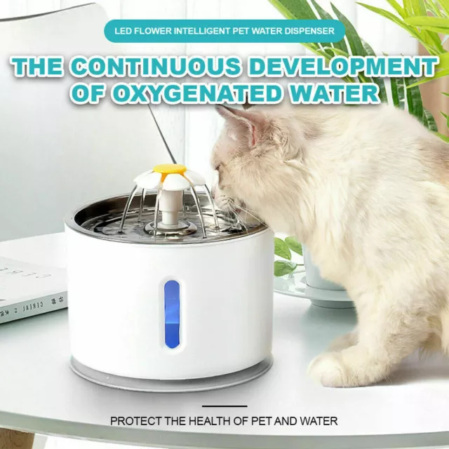 LED USB Automatic Elec Pet Water Fountain Cat/Dog Drinking Dispenser 2.4L/Filter