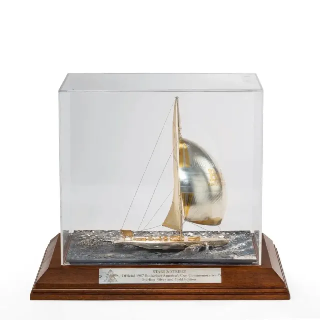Cased Silver & Gold Model America's Cup Yacht Stars & Stripes 1987