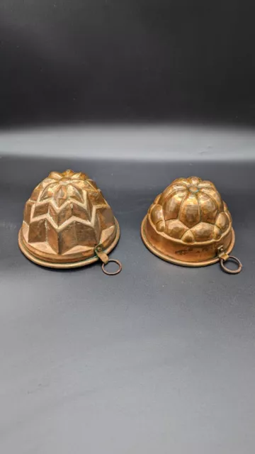 2 Gugelhupf Formen Kupfer antik 1900 innen verzinnt Aufhänger Kuchenformen 11cm