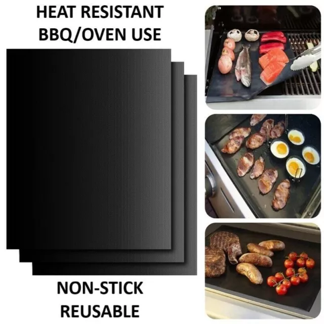 3 Heavy Duty Teflon Oven Liner Protector Sheet Mat Reusable Non Stick BBQ Cooker