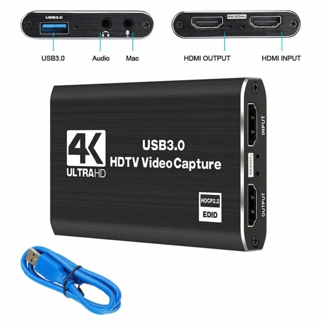 4K Audio Video Capture Card, USB 3.0 HDMI Video Capture Device Full HD Recording