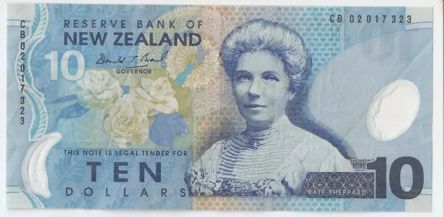 New Zealand 10 dollars ND (2002) Kate Sheppard, blue ducks, prefix CB 02017323