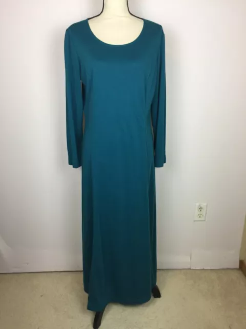 Coldwater Creek Maxi Dress Size M Womans Blue Stretch Rayon Long Sleeve Vintage