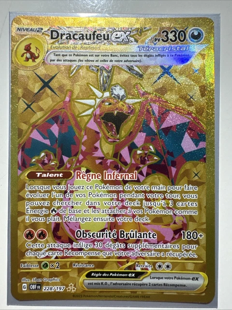 CARTE POKÉMON DRACAUFEU EX Gold 228/197 EV Flammes Obsidiennes EV3 CARTE POKÉMON DRACAUFEU EX Gold 228/197 EV Flammes Obsidiennes EV3