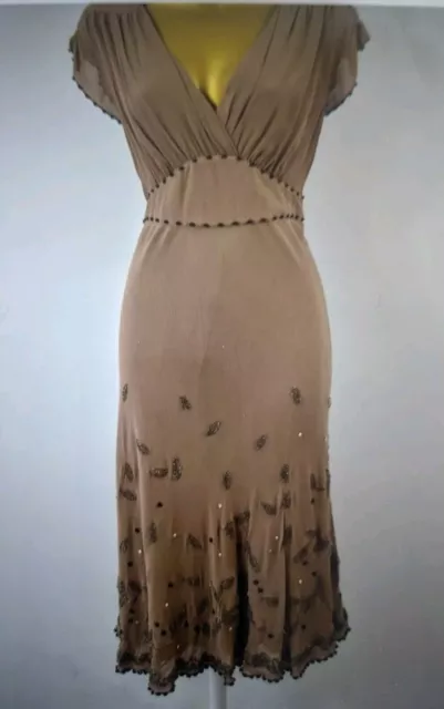 GHOST Size 14 Silk Beaded Dress Evening Party  1920s Style New But Slight Damage