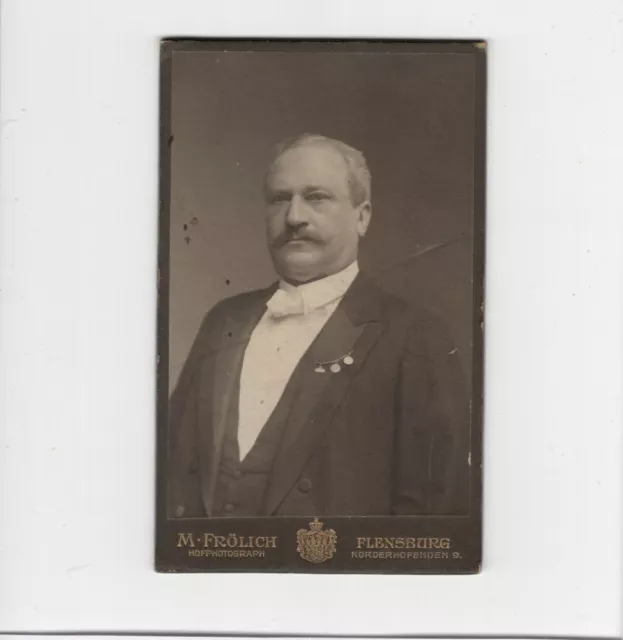 CDV Foto Herrenportrait mit Auszeichnung und Widmung - Flensburg 1900er