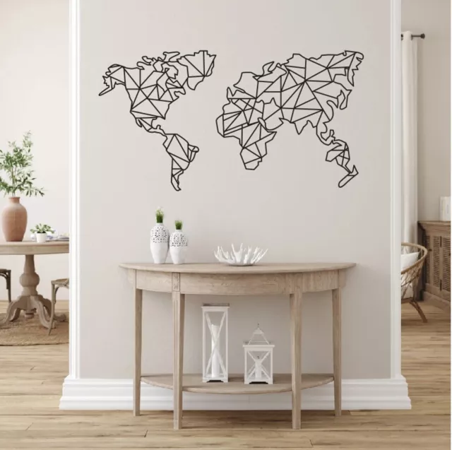Póster de silueta 3D de metal acrílico decoración del hogar arte de pared mapa geométrico del mundo de EE. UU. 2