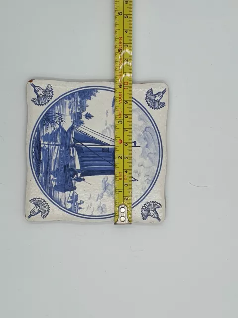 2 x holländische Fliesen Delft handbemalt Schiffe blau 10cm & 8 cm 3