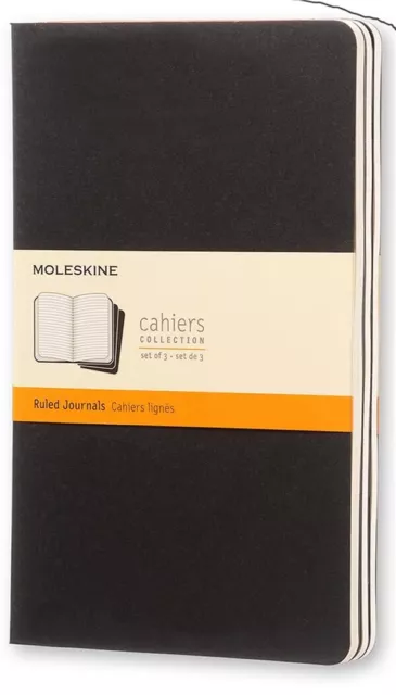 Moleskine set de 3 carnets grand format couverture souple noir 13 x 21 cm