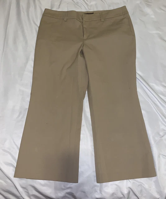 Womyn Women Beige Dress Pants 10 Bootcut Flare Cropped Trouser Slacks Work