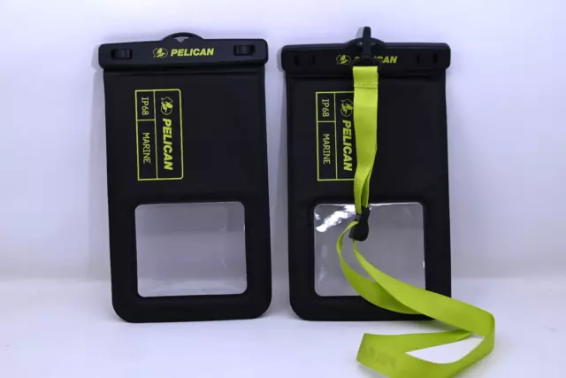 2 (DOS) Pelican Marine Impermeable Teléfono Celular Bolsa Flotante IP68 Negro/Amarillo