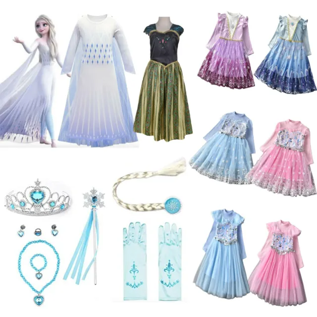Kids Fancy Dress Frozen 2 Queen Elsa Girls Cosplay Party Costume Outfit Gifts