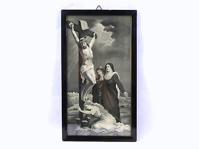Crucifixion Jesus on the Cross - IN Silk Woven Picture about 1900 NK-305